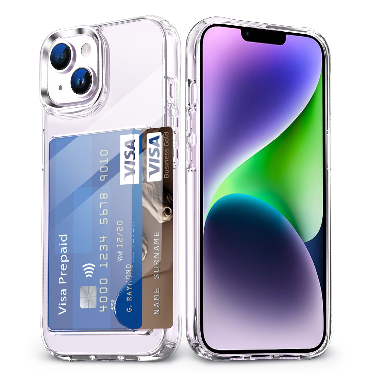 Clear Phone Case for iPhone 14 Airbag Corner Card Holder TPU + Acrylic Phone Cover Clear Phone Case for iPhone 14 Airbag Corner Card Holder TPU + Acrylic Phone Cover